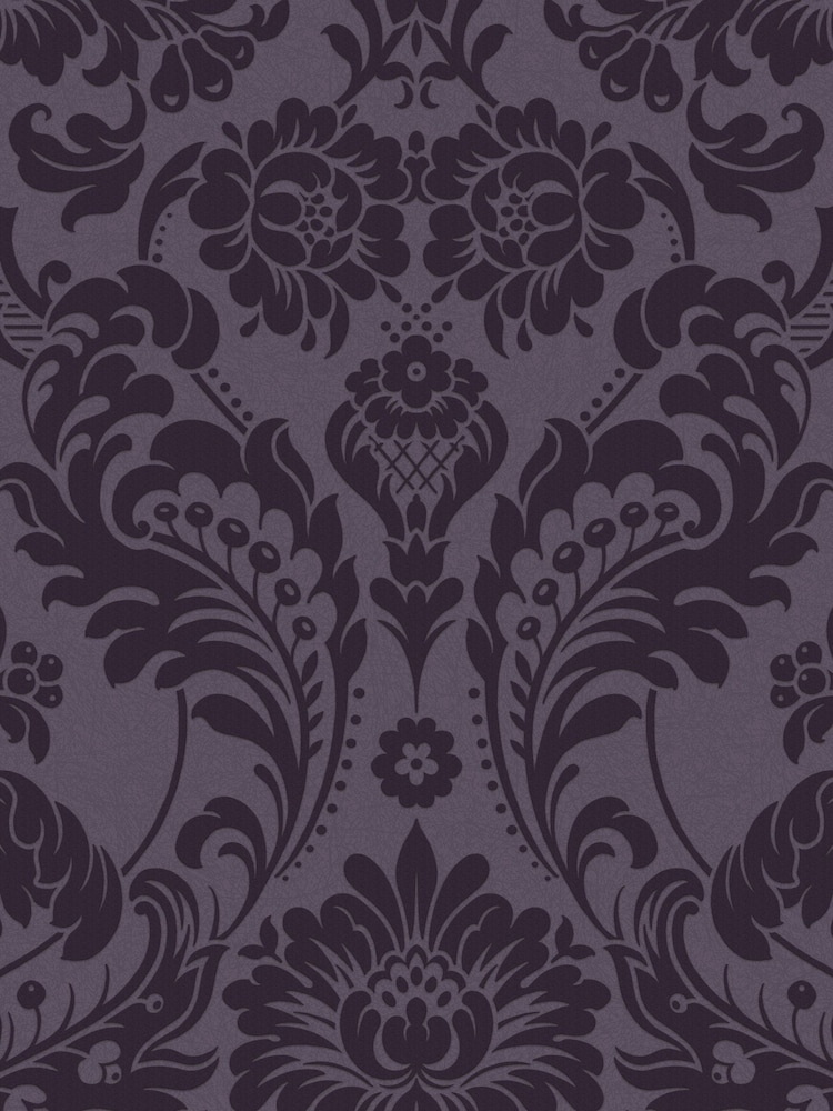Graham & Brown Purple Damask 10M Wallpaper - Image 3 of 3