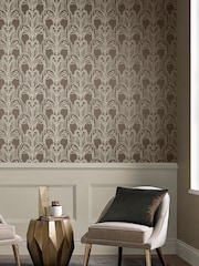 Graham & Brown Brown Art Deco 10M Wallpaper - Image 1 of 3