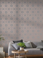 Graham & Brown Grey Sashiko Geo 10M Wallpaper - Image 1 of 3