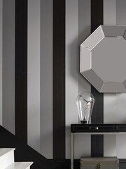 Graham & Brown Black Figaro Stripe 10M Wallpaper - Image 1 of 3