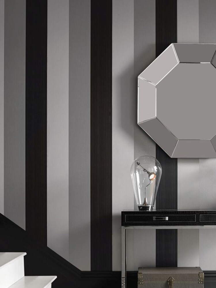 Graham & Brown Black Figaro Stripe 10M Wallpaper - Image 1 of 3