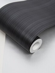Graham & Brown Black Figaro Stripe 10M Wallpaper - Image 2 of 3