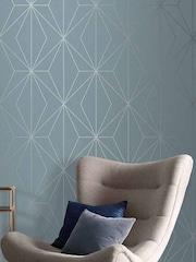 Graham & Brown Deep Sky Blue Harmony Geo 10M Wallpaper - Image 1 of 3