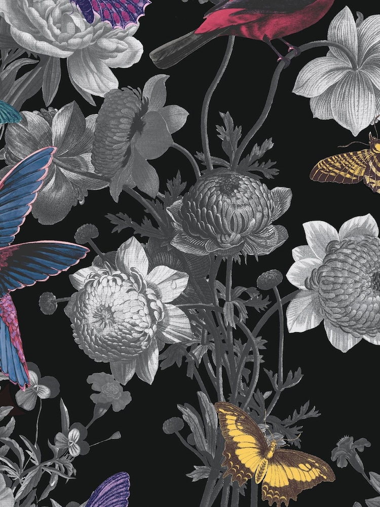 Graham & Brown Black Jardin Floral 10M Wallpaper - Image 3 of 3 Graham & Brown Black Jardin Floral 10M Wallpaper - Image 3 of 3