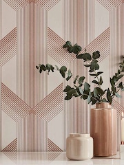 Graham & Brown White Lagom Geo Wallpaper - Image 1 of 3