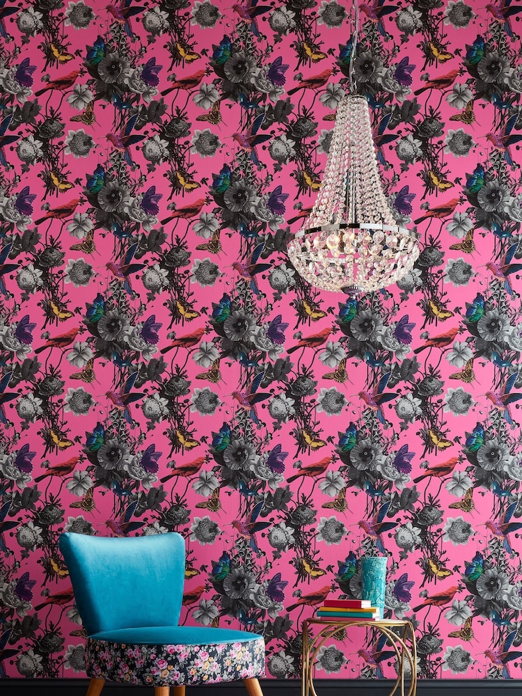 Graham & Brown Pink Jardin Floral Wallpaper Sample - Image 1 of 3
