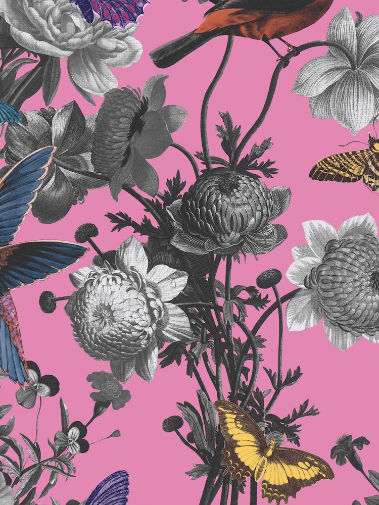 Graham & Brown Pink Jardin Floral Wallpaper Sample - Image 2 of 3