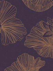 Graham & Brown Plum Purple Lotus Floral Wallpaper Sample - Image 2 of 3
