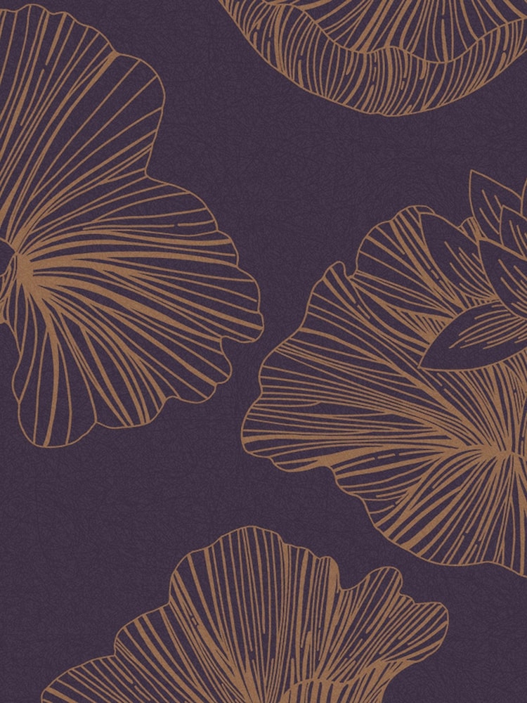 Graham & Brown Plum Purple Lotus Floral Wallpaper Sample - Image 2 of 3
