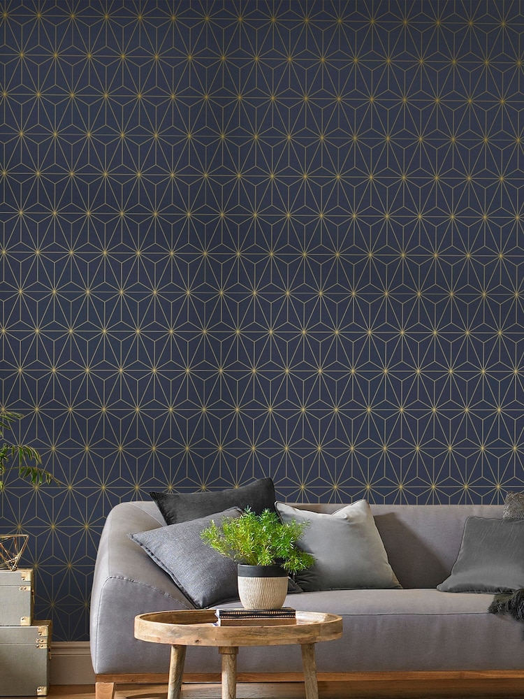 Graham & Brown Blue Prism Geo Wallpaper - Image 1 of 3