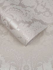 Graham & Brown White Gothic Damask Wallpaper Sample - Image 2 of 3