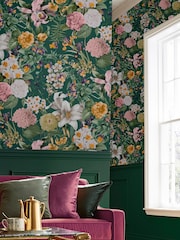 Graham & Brown Emerald Green Glasshouse Wallpaper Sample - Image 1 of 3