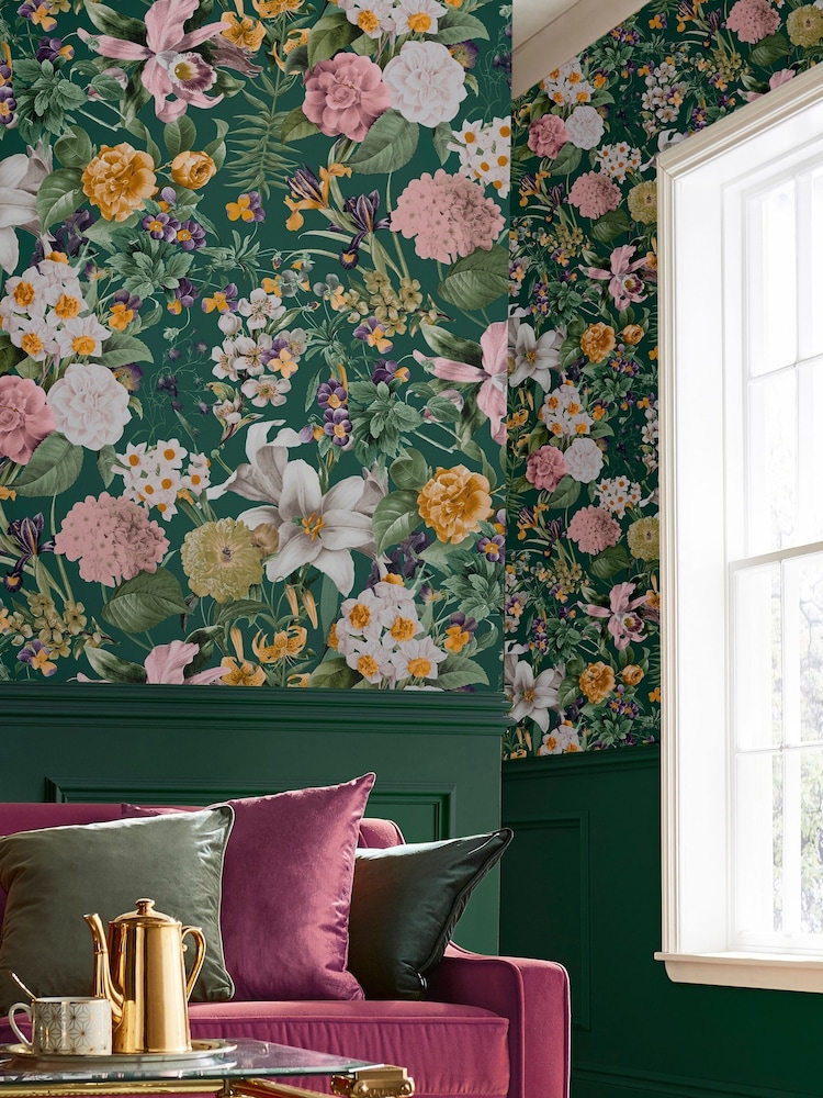 Graham & Brown Emerald Green Glasshouse Wallpaper Sample - Image 1 of 3