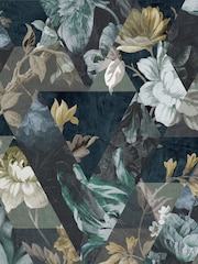 Graham & Brown Midnight Blue Timepiece Floral Wallpaper Sample - Image 3 of 3
