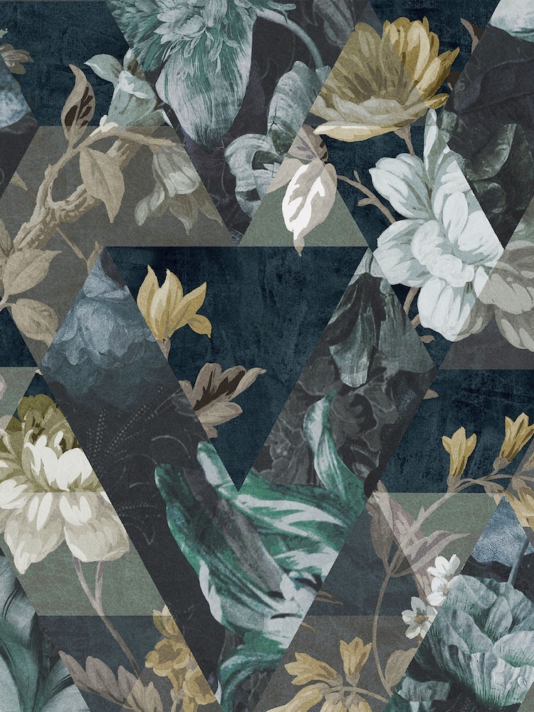 Graham & Brown Midnight Blue Timepiece Floral Wallpaper Sample - Image 3 of 3