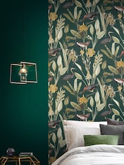 Graham & Brown Multi Green Glasshouse Wallpaper Sample - Image 1 of 3