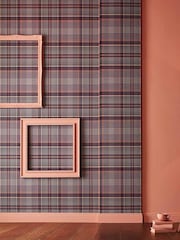Graham & Brown Plum Purple Heritage Plaid Wallpaper Sample - Image 1 of 3