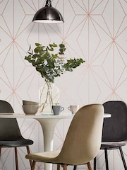 Graham & Brown White Rose Gold Harmony Geo Wallpaper Sample - Image 1 of 3