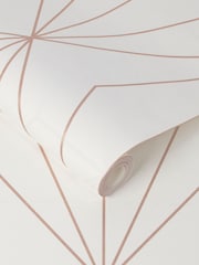 Graham & Brown White Rose Gold Harmony Geo Wallpaper Sample - Image 2 of 3
