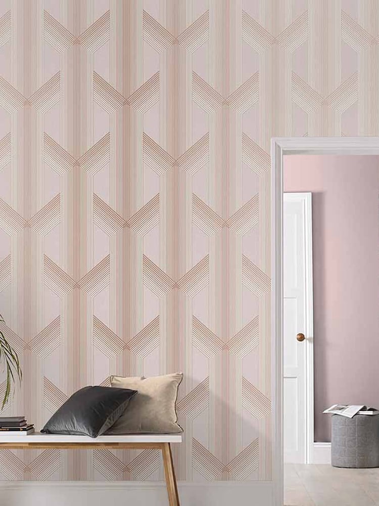 Graham & Brown Blush Pink Lagom Geo Wallpaper - Image 1 of 3
