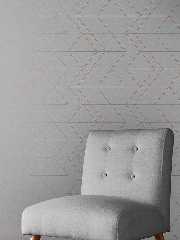 Graham & Brown Grey/Rose Gold Balance Geo Wallpaper Sample - Image 1 of 3