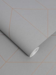 Graham & Brown Grey/Rose Gold Balance Geo Wallpaper Sample - Image 2 of 3