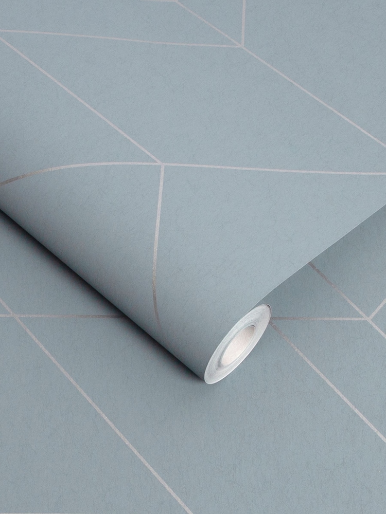 Graham & Brown Deep Sky Blue Balance Geo Wallpaper Sample - Image 2 of 3