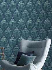 Graham & Brown Teal Blue Botanica Wallpaper - Image 1 of 3