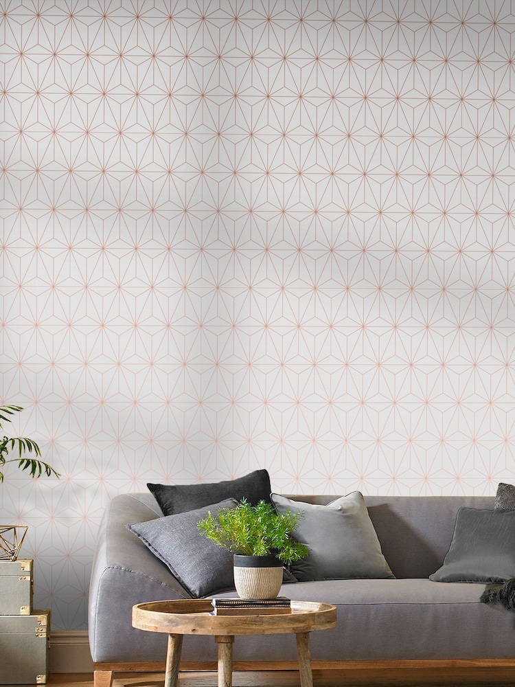 Graham & Brown White Prism Geo Wallpaper - Image 1 of 3
