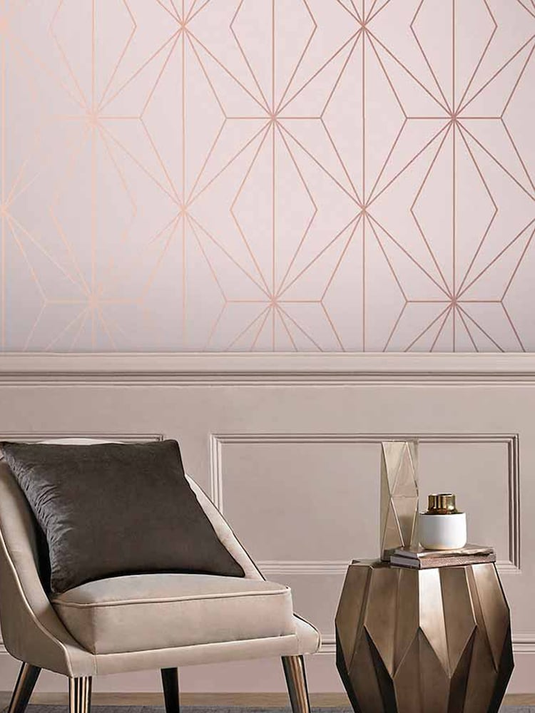 Graham & Brown Blush Pink Harmony Geo Wallpaper - Image 1 of 2
