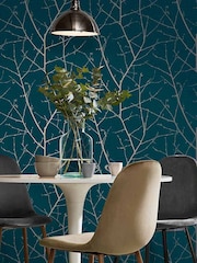 Graham & Brown Teal Blue Boreas Wallpaper Sample - Image 1 of 3