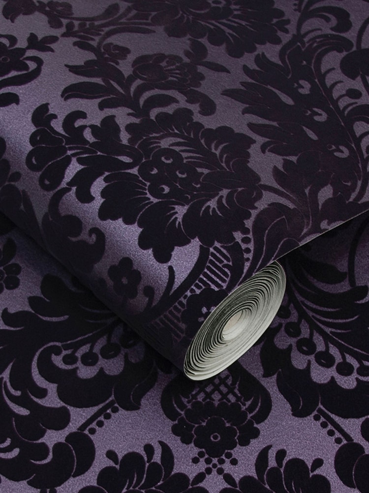 Graham & Brown Purple Gothic Damask Wallpaper Sample - Image 2 of 3