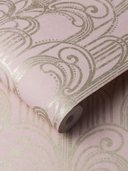 Graham & Brown Blush Pink Art Deco Wallpaper Sample - Image 2 of 3