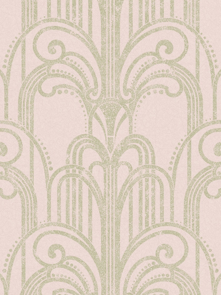 Graham & Brown Blush Pink Art Deco Wallpaper Sample - Image 3 of 3