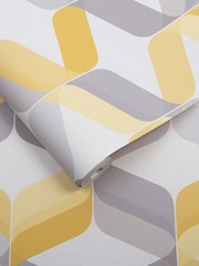Graham & Brown Yellow Retro Wallpaper Sample - Image 2 of 3