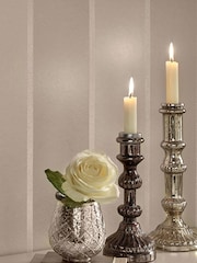 Graham & Brown Pearl White Baroque Bead Stripe Wallpaper Sample - Image 1 of 3