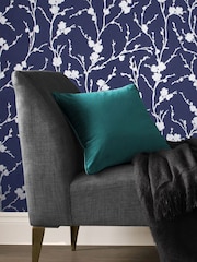 Graham & Brown Cobalt Blue Meiying Floral Wallpaper Sample - Image 1 of 3