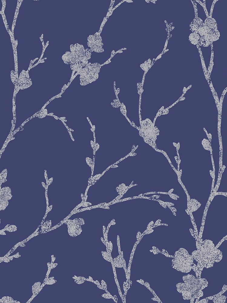 Graham & Brown Cobalt Blue Meiying Floral Wallpaper Sample - Image 3 of 3