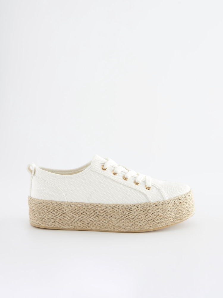 White Forever Comfort® Espadrille Flatform Trainers - Image 2 of 7
