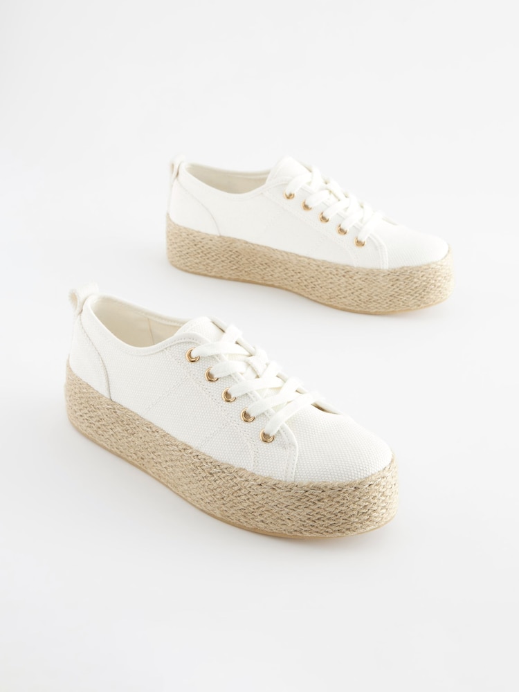 Blanc - Baskets Forever Comfort® à semelle plateforme style espadrille - Image 3 of 7