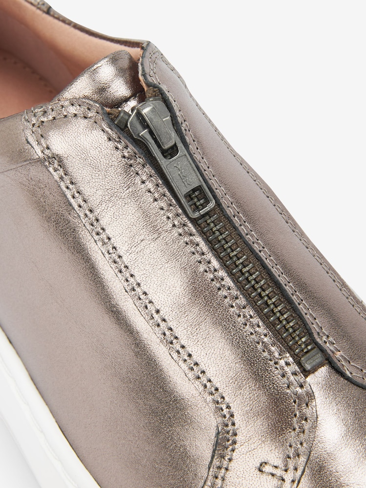 Pewter Silver Signature Forever Comfort® Leather Chunky Zip Trainers - Image 5 of 5