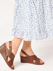 Tan Brown Regular/Wide Fit Forever Comfort® with Motionflex Crossover Wedges - Image 1 of 6