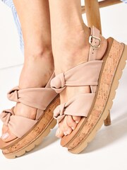 Pink Regular/Wide Fit Forever Comfort® Double Knot Flatform Sandals - Image 2 of 7