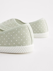 Серый - Slip-On Embroidered laceless Canvas Trainers - Image 6 of 7