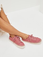 Розовый - Кроссовки на шнурках с джутовой отделкой Forever Comfort® - Изображение 1 из 5