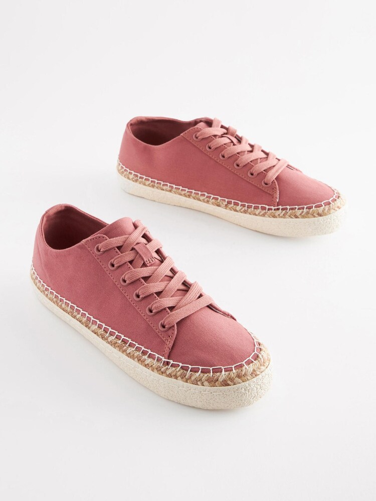 Pink Regular/Wide Fit Forever Comfort® Espadrille Lace-Up Trainers - Image 2 of 5 Pink Regular/Wide Fit Forever Comfort® Espadrille Lace-Up Trainers - Image 2 of 5