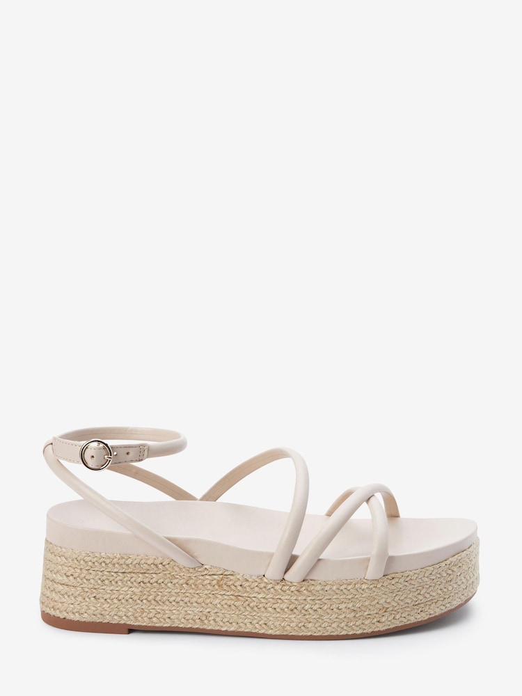 Biały - Espadryle Forever Comfort® na płaskiej platformie z paseczkami - Image 1 of 6