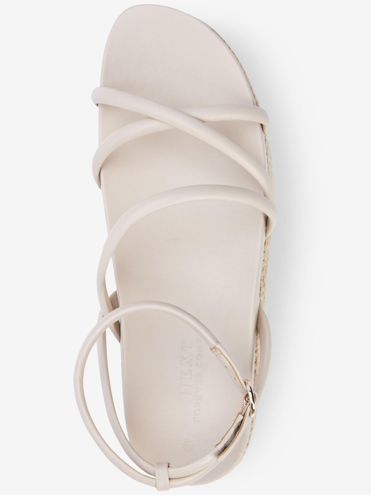 Biały - Espadryle Forever Comfort® na płaskiej platformie z paseczkami - Image 3 of 6