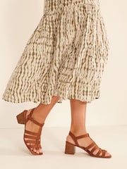 Tan Brown Regular/Wide Fit Forever Comfort® Gladiator Block Heel Sandals - Image 1 of 7