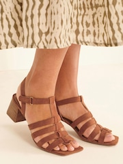 Tan Brown Regular/Wide Fit Forever Comfort® Gladiator Block Heel Sandals - Image 2 of 7
